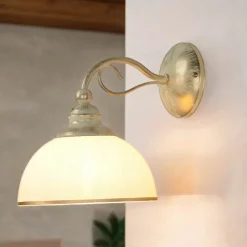 Wandleuchte Jugendstil in Weiß Gold Wohnzimmer Flur