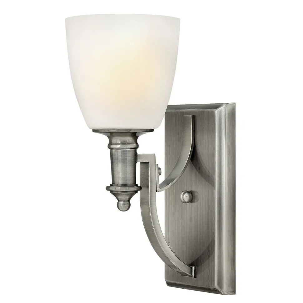 Wandleuchte Jugendstil Metall Glas in Nickel Weiß E27