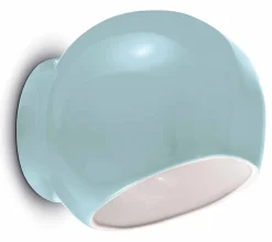 Wandleuchte Keramik 21 cm breit Hellblau E27 rund