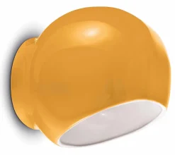 Wandleuchte Keramik 21 cm breit Gelb E27 rund Retro