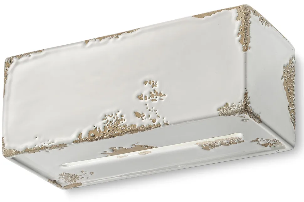 Wandleuchte Keramik E27 25 cm breit Weiß Shabby Antik