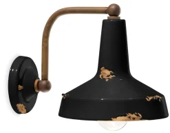 Wandleuchte Keramik E27 H: 21 cm Schwarz Industrial