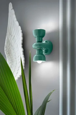 Wandleuchte Keramik E14 Up Down H: 25,5 cm Türkis