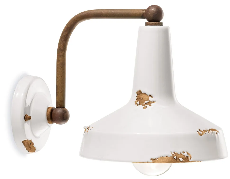 Wandleuchte Keramik Metall E27 H: 21 cm Vintage Design