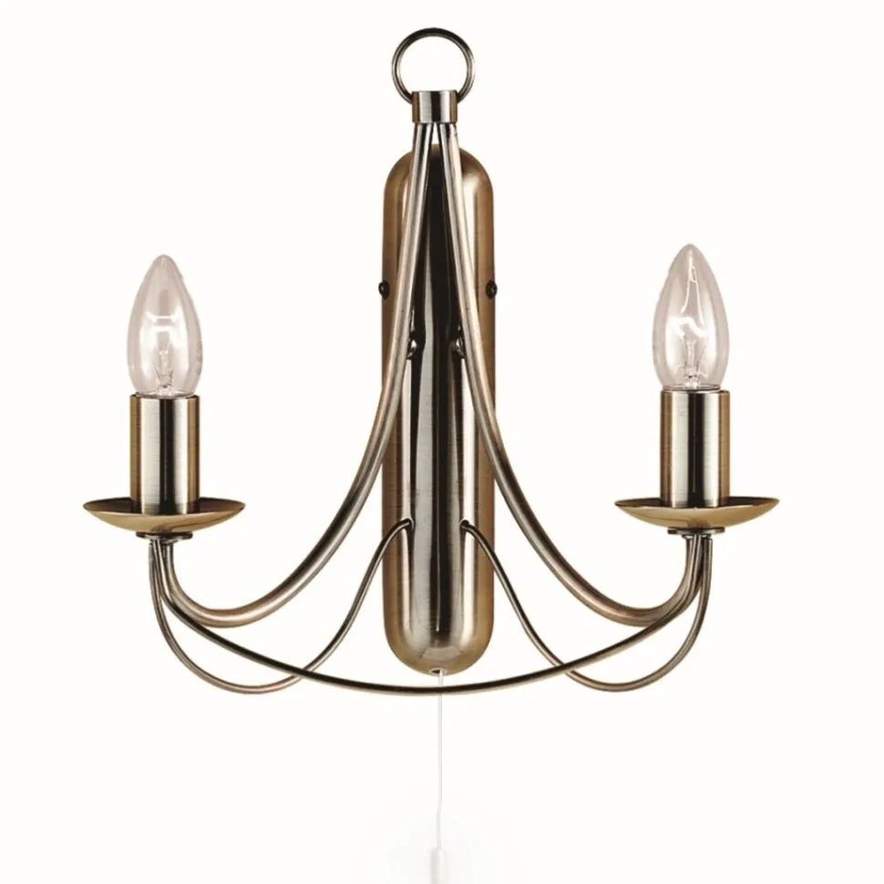 Wandleuchte klassisch mit in Messing Antik