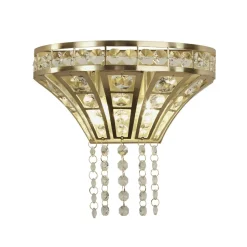 Wandleuchte Kristall in Messing Klar B: 25 cm Art Déco 2x G9