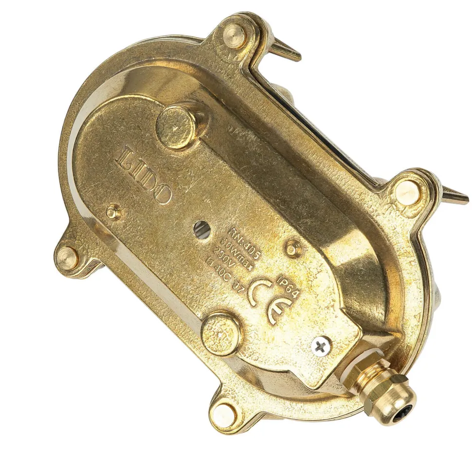 Wandleuchte Messing Riffelglas IP64 oval Maritim