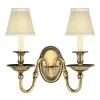 Wandleuchte Messing Stoff 2-flammig Barock Design