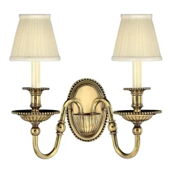 Wandleuchte Messing Stoff 2-flammig Barock Design