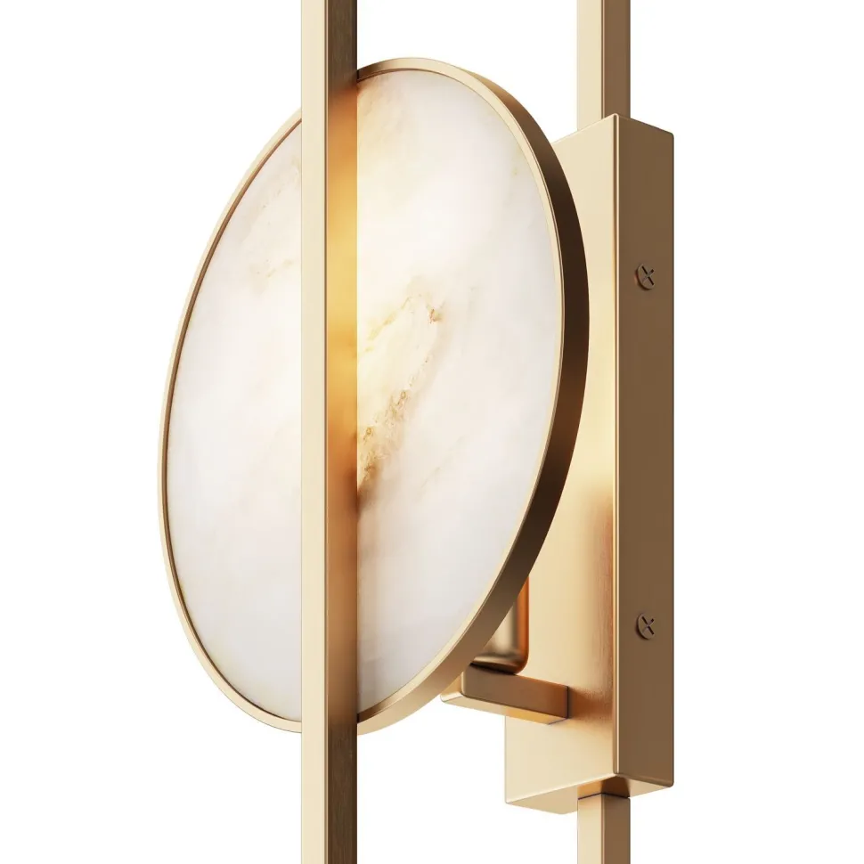 Wandleuchte Metall 48 cm hoch in Gold Weiß (Stein) E14