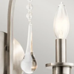 Wandleuchte Metall E14 38,1 cm hoch in Zinn 2-flammig