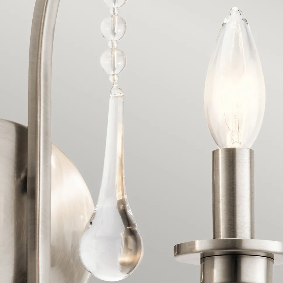 Wandleuchte Metall E14 38,1 cm hoch in Zinn 2-flammig