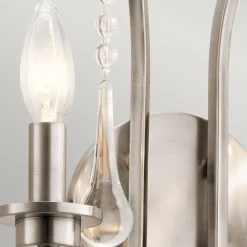 Wandleuchte Metall E14 38,1 cm hoch in Zinn 2-flammig