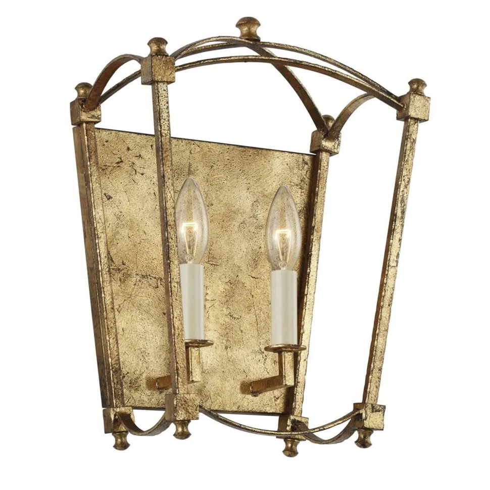 Wandleuchte Metall E14 36,1 cm hoch in Antikgold ZENOR