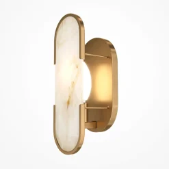 Wandleuchte Metall E14 H: 30,5 cm in Gold Weiß (Stein)