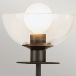 Wandleuchte Metall Glas 30,5 cm breit Schwarz E14 2-flammig