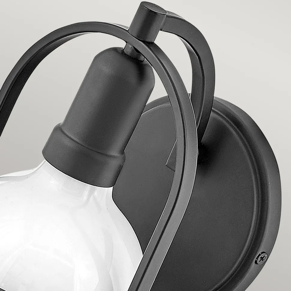 Wandleuchte Metall Glas 23,3 cm hoch Schwarz Weiß E27