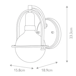 Wandleuchte Metall Glas 23,3 cm hoch Schwarz Weiß E27