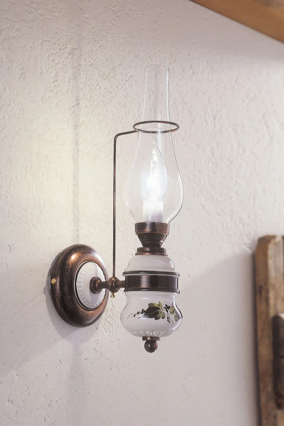 Wandleuchte Metall Glas 40 cm hoch E14 Vintage GIANNI