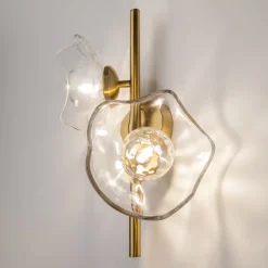 Wandleuchte Metall Glas 45 cm hoch in Messing G9 Modern