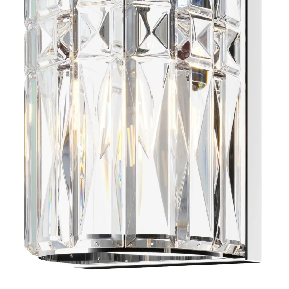 Wandleuchte Metall Glas E14 H: 75,2 cm Chrom 3-flammig