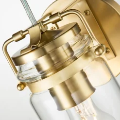 Wandleuchte Metall Glas H: 29,2 cm in Messing gebürstet E27