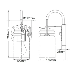Wandleuchte Metall Glas H: 29,2 cm in Messing gebürstet E27