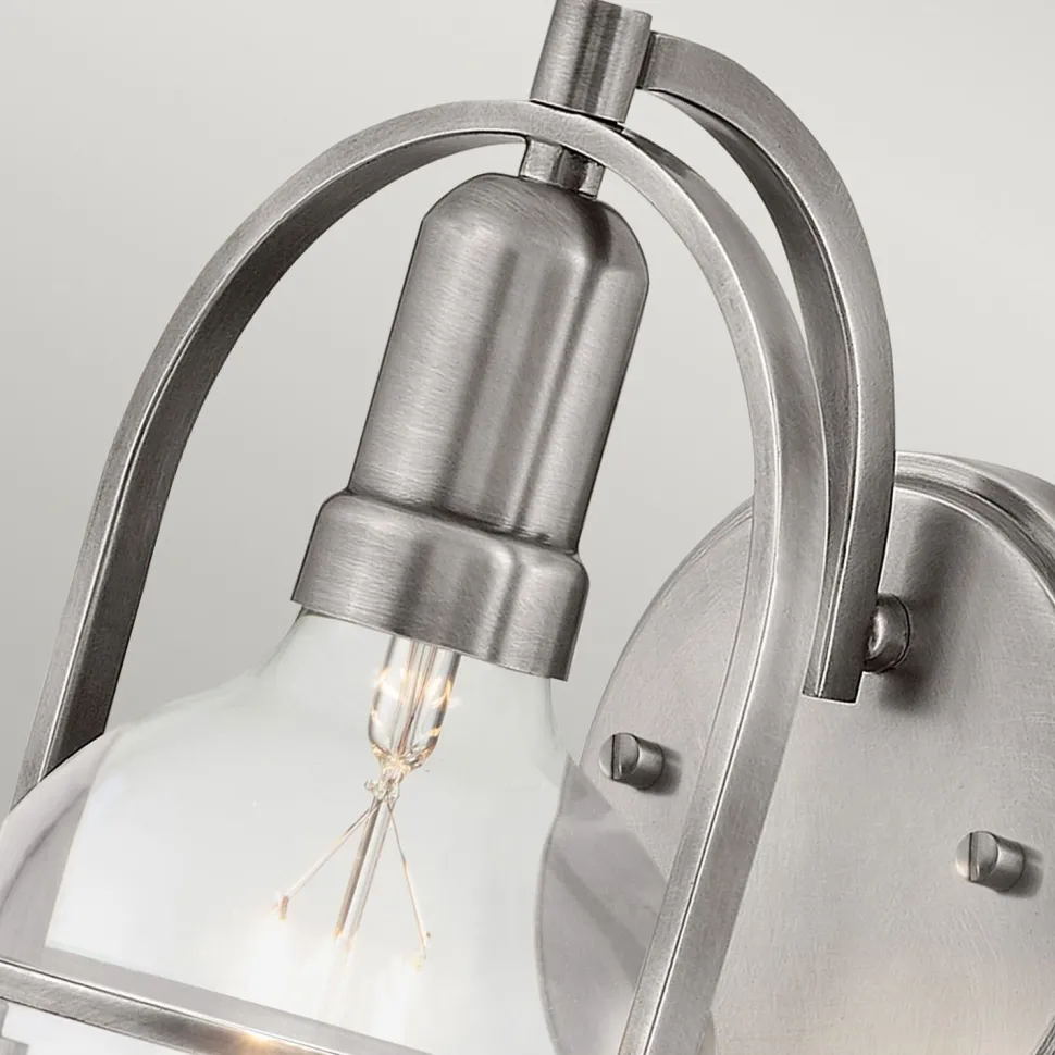 Wandleuchte Metall Glas H: 23,3 cm Nickel gebürstet E27