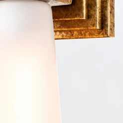 Wandleuchte Metall Glas H: 35,6 cm in Gold Antik Weiß