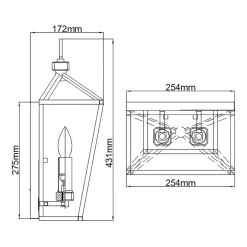 Wandleuchte Metall H: 43,1 cm Schwarz Nickel poliert