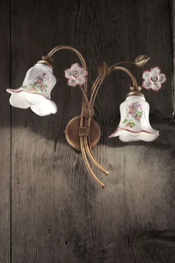 Wandleuchte Metall Keramik E14 B: 37 cm 2-flammig