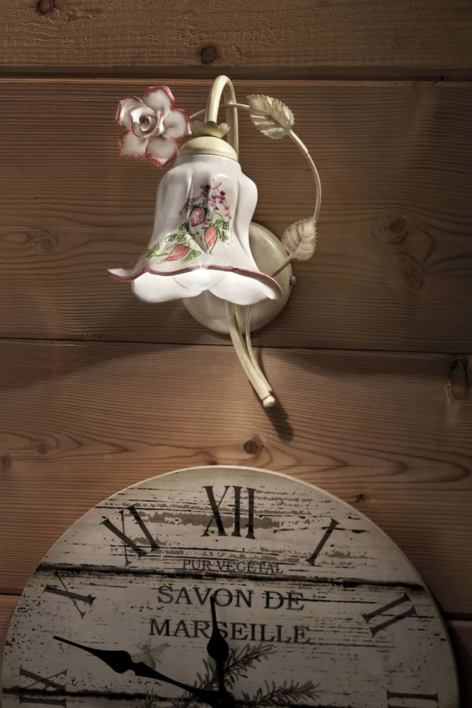 Wandleuchte Metall Keramik E14 26 cm hoch Landhaus