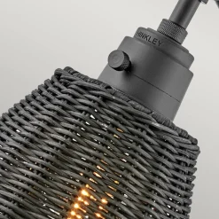 Wandleuchte Metall Rattan E27 verstellbar Schwarz vielseitig