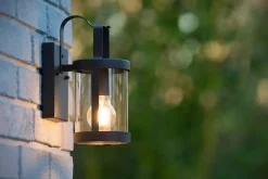 Wandleuchte Metall Schwarz IP23 T:16 cm E27 Garten