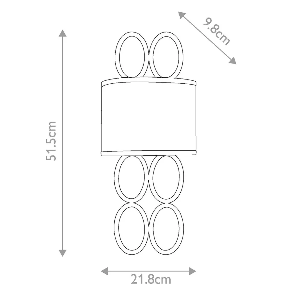 Wandleuchte Metall Stoff Glas 51,5 cm hoch 5x E14 elegant