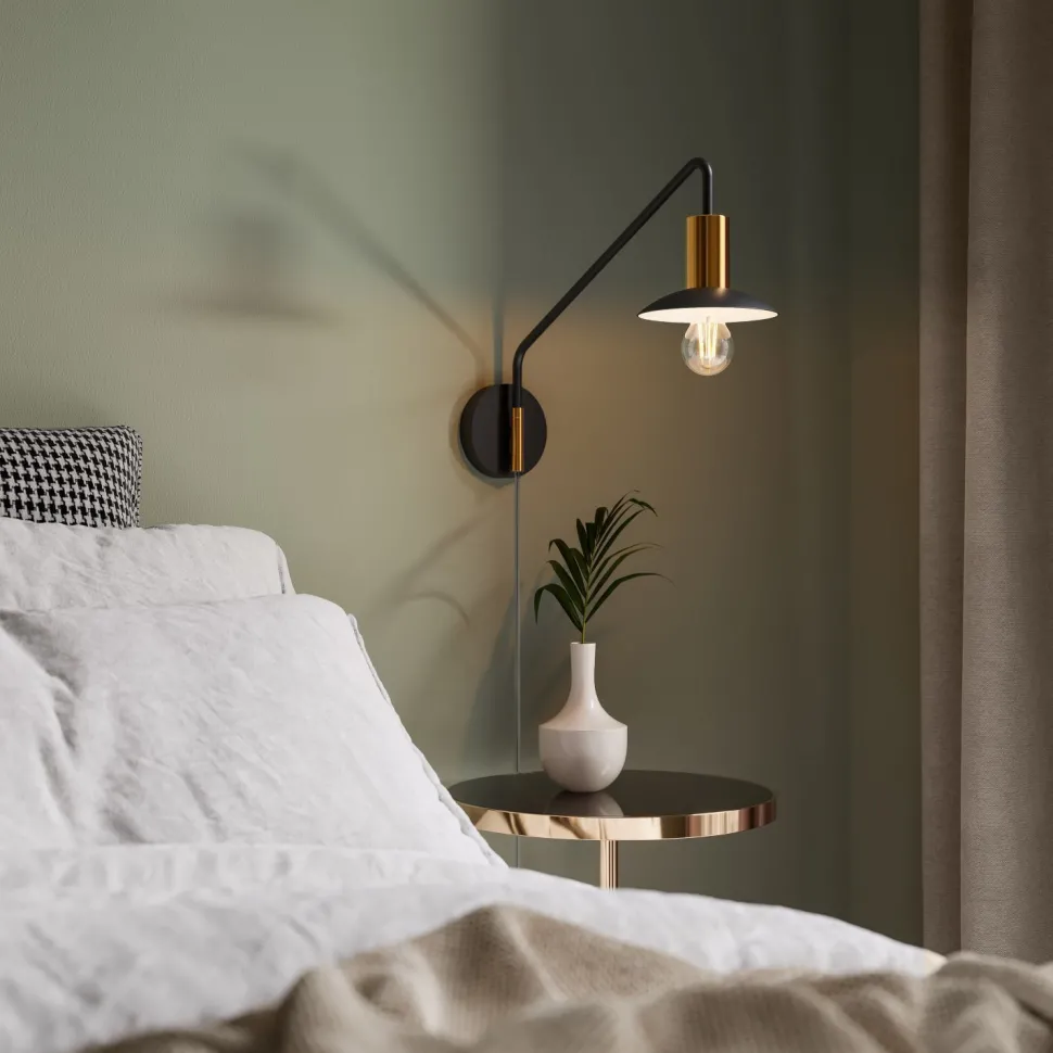 Wandleuchte mit Kabel Metall E27 Schwenkarm 35 cm hoch