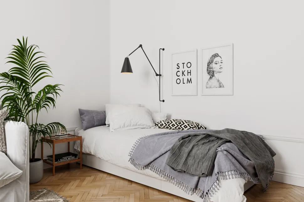 Wandleuchte mit Kabel Schalter Metall Gelenkarm Schwarz E27