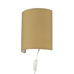 Wandleuchte mit Kabel Schalter Kaffeebraun Stoff ALICE