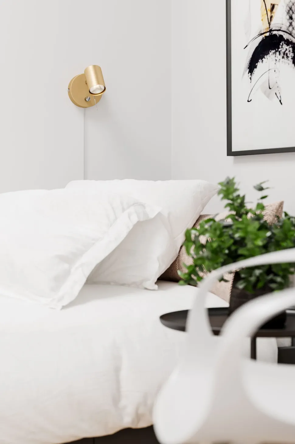 Wandleuchte mit Kabel Stecker GU10 verstellbar in Gold Metall