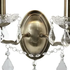 Wandleuchte mit Schalter 2-flammig E14 in Messing Antik