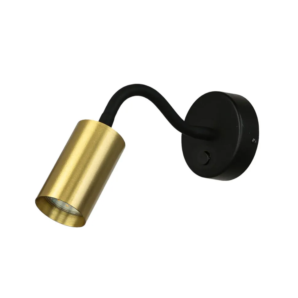 Wandleuchte mit Schalter Schwanenhals GU10 Schwarz Messing