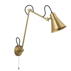 Wandleuchte mit Schalter in Messing Gelenk verstellbar Metall