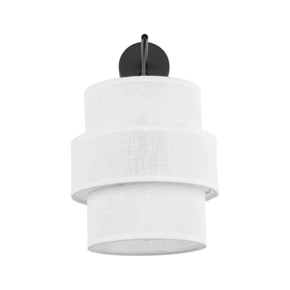 Wandleuchte mit Schalter Stoff Metall Weiß Schwarz E27 GREET