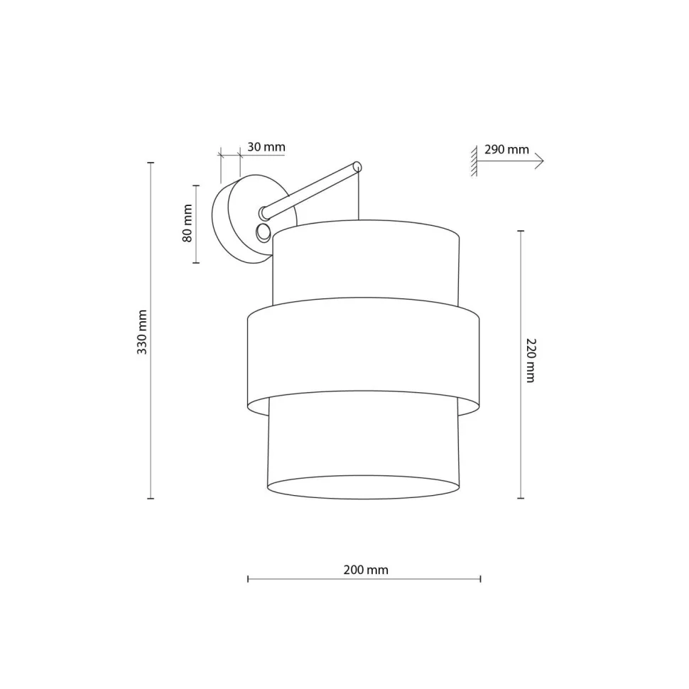 Wandleuchte mit Schalter Stoff Metall Weiß Schwarz E27 GREET