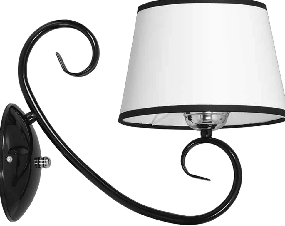 Wandleuchte mit Schirm Weiß Schwarz Klassisch