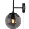 Wandleuchte mit Stecker E27 Metall Rauchglas Kugelschirm