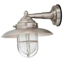 Wandleuchte Nickel Echt-Messing Glas IP43 Maritim