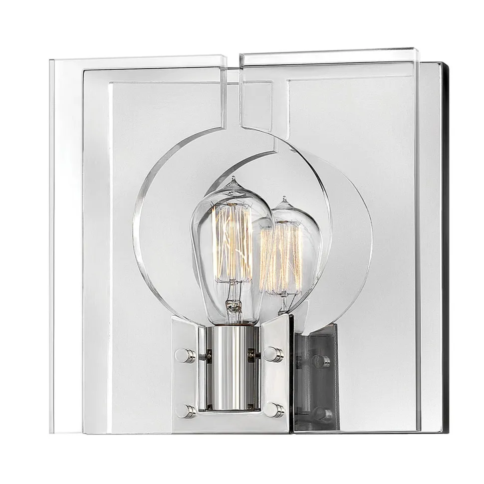 Wandleuchte quadratisch 26,1 cm hoch Nickel poliert E27