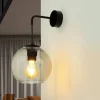 Wandleuchte Rauchglas Kugelschirm E27 Pendelarm Schwarz