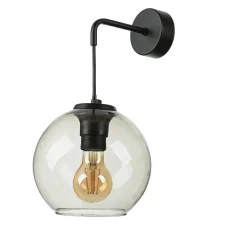 Wandleuchte Rauchglas Kugelschirm E27 Pendelarm Schwarz